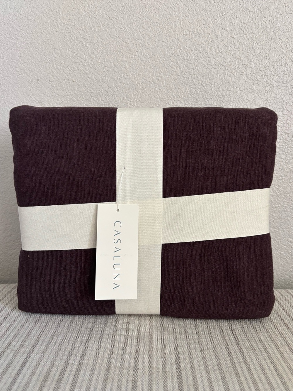 NWT Full/Queen Heavyweight Linen Blend Duvet Cover and Sham Set Dark Fig